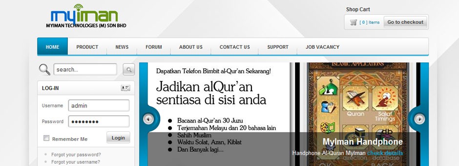 Myiman.net adalah laman E-Commerce + News + Forum + Sistem Download...